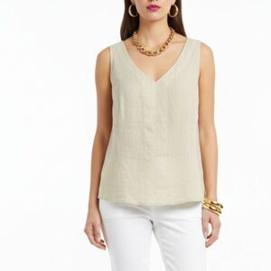 Apres Tan 100% Linen Sleeveless Tank Top NEW 34 M